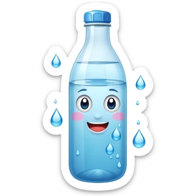 botella de vidrio de agua sin rostro sticker