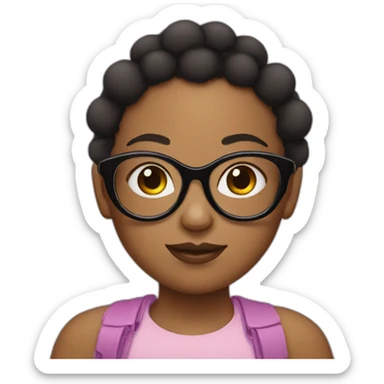 girl with 2 afro puffs with glasses sticker