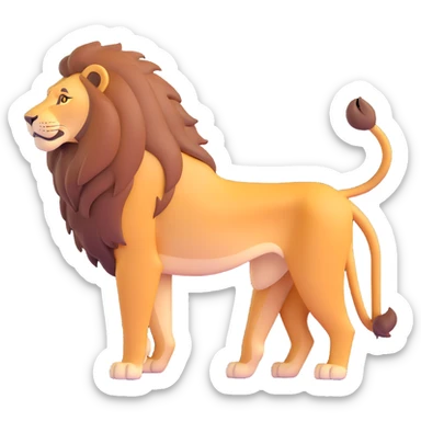 FULL BODY panthera leo male style wild, full flat cute side profile design in 3d soft l centered composition cartoon style128x128 pixels sticker