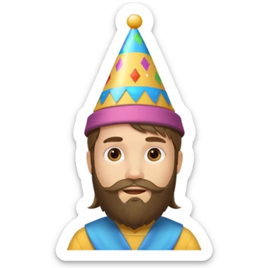 party hatted boy with long hair & bearded sticker