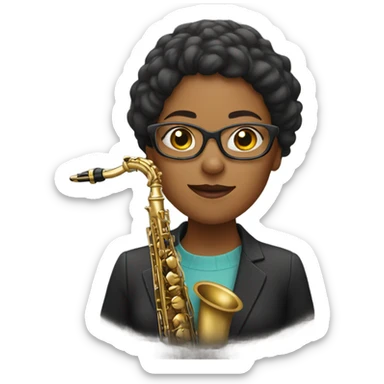 woman with glasses playing saxophone sticker