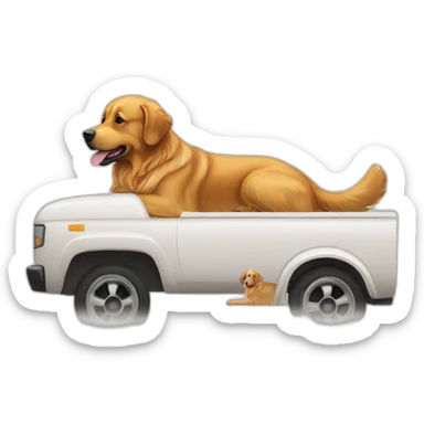 Golden retriever and rottweiller in white truck sticker