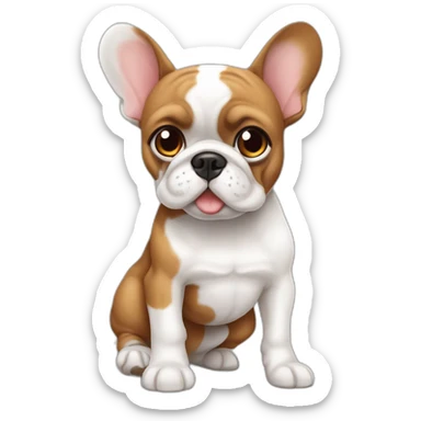bouledogue français blanc et fauve au milieu sticker