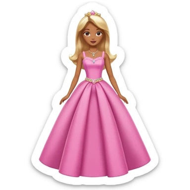 Brown skin blonde hair barbie princess with long dress   sticker