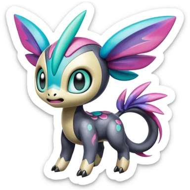 Colorful Shiny Edgy Cool Badass Painted Splashed Exotic Meloetta-Palkia-Stitch-Fakémon-creature-hybrid sticker
