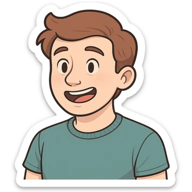 Enhance the 2D default user icon with more detailed subtle facial features and clothing details, maintaining the flat toon style, no background. sticker