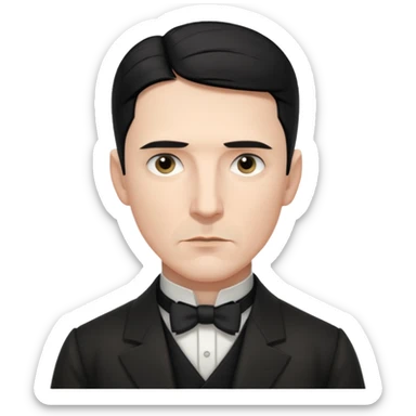 Nikolai Tesla,pensive, half body, blakc hair sticker