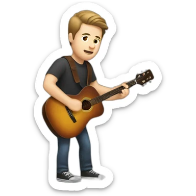 white man with combed back short brown hair playing a guitar chubby sticker
