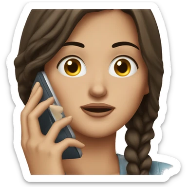 Beautiful Brunette Woman talking on her cellphone crying sticker