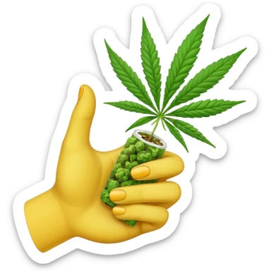 Hand emoji holding blunt with cannabis inside sticker