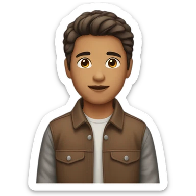 boy brown chin length hair sticker