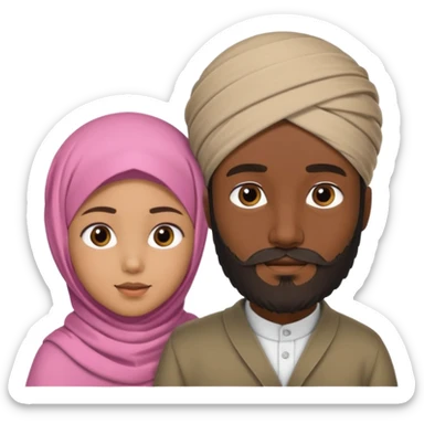 Make a Muslim man with a 6 year old girl wearing a hijab sticker