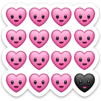 BLACKPINK-inspired emoji with black and pink heart, simple and bold style sticker