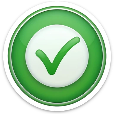 A white tick in a green circle sticker