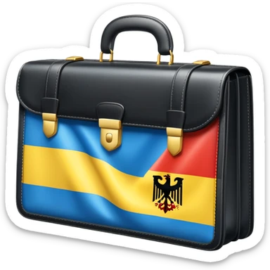Work opportunities symbol with briefcase and German and Ukrainian flags sticker