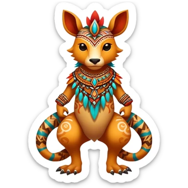 a colorful edgy cute vernid-fionbri-creature with tribal patterns full body sticker