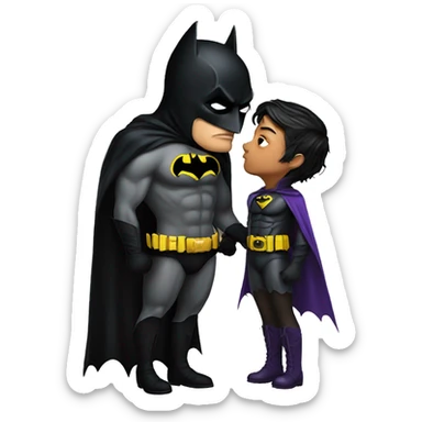 batman kissing black robin sticker