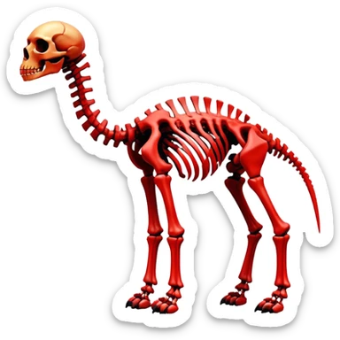 A black and red epic shiny cool edgy skeletal bone animal, full body sticker