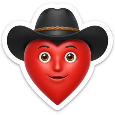 🫀ponle a este órgano corazón un sombrero de vaquero color negro encima  sticker