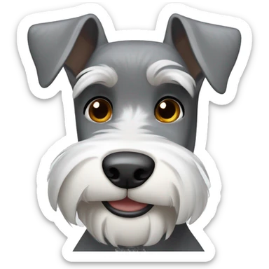 Grey and white schnauzer with brown eyes smiling    sticker