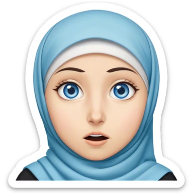 Turkish beautiful finish Konya girl blue eyes with hijab and islamic dress she’s in shock  sticker