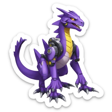  Cool Edgy Purple Yellow Digimon-Fakemon-Raptor-Dragon-Mecha full body sticker