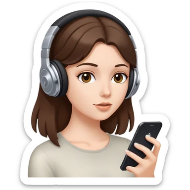 white Girl listening to music  brunette  sticker