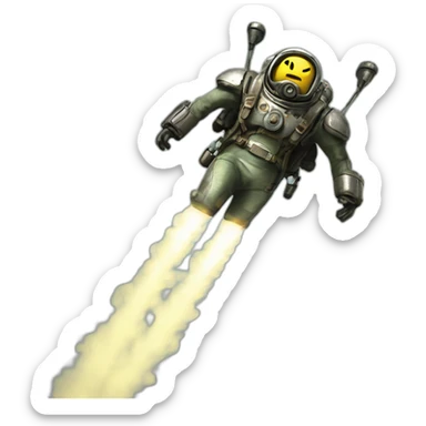 Fallout 3 character flying with a jetpack sticker