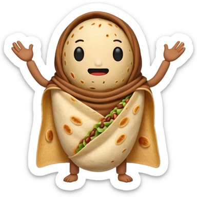 A burrito with arms and legs and no face sticker