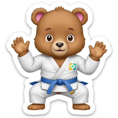 Good luck Care bear wearing a jiu jitsu gi sticker