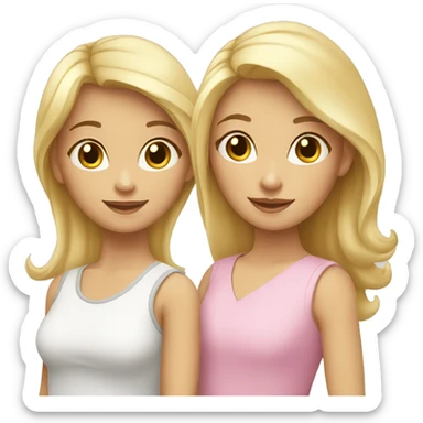 Mom with blond hair, daughter with dark blond hair, daughter with light blonde hair white family sticker