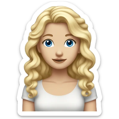 Blonde white girl with curled hair and blue eyes sticker
