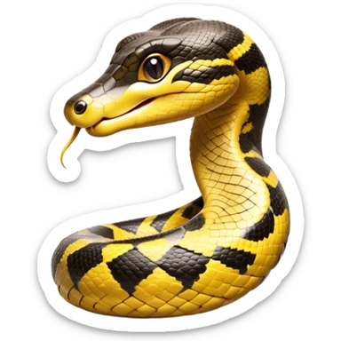 cinematic-cute-anaconda-portrait-emoji,-head-tilted-playfully-and-inquisitively,-with-a-sleek,-shimmering-body-adorned-with-detailed-scale-patterns-and-round,-sparkling-eyes-full-of-wonder,-simplified-yet-irresistibly-adorable-features sticker