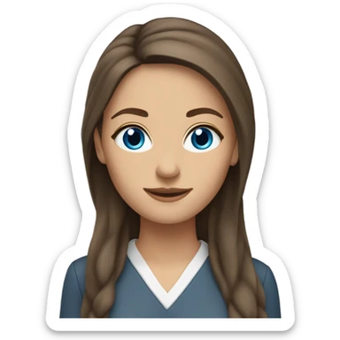 Female Teacher with long brown hair, ensure she has blue eyes and it’s earring sports clothing sticker