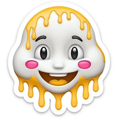 Fave emoji with white paint all over its face dripping  sticker