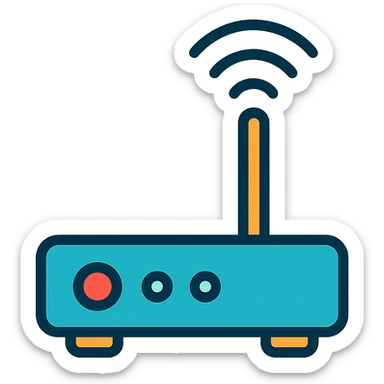 router icon, modern color outline style, clean and techy, for networking app sticker