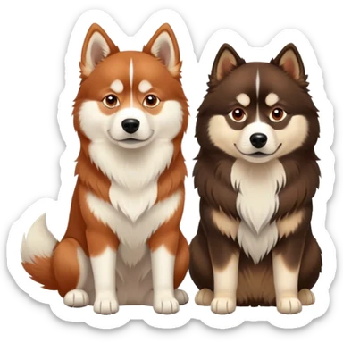 two dogs sitting side by side: a red siberian husky and a finnish lapphund sticker