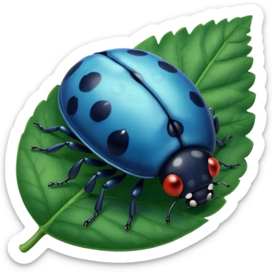  cute blue lady bug on leaf sticker