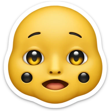 😊🥺 these emojis but with flies around it and its happy yellow face emoji black eyes like the 4th image but its cuter remove the nose make the eyes bigger and close its mouth sticker