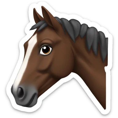 make a brown horse with a white stripe on the forehead and broken brown almost black hair and he is dark brown on the nose and it should look like a sticker sticker