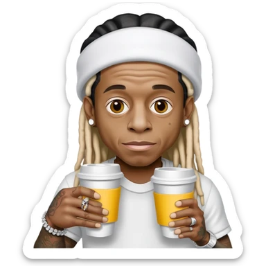 lil wayne holding two styrofoam cups sticker