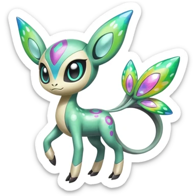 Colorful Shiny Edgy Cool Badass Painted Splashed Exotic Meloetta-Palkia-Virizion-Stitch-Fakémon-creature-hybrid sticker