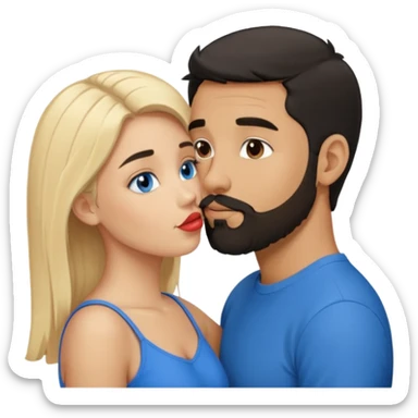 Puerto Rican man short black hair beard with southern blonde hair blue eyes girl kissing  sticker