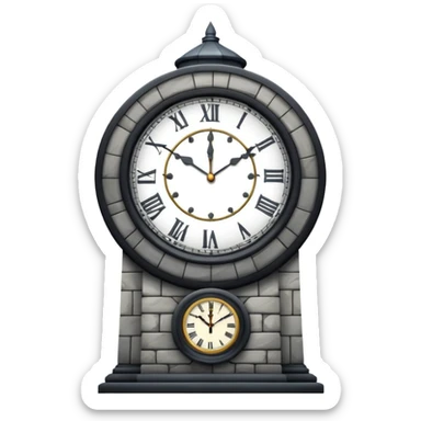 tower with giant circular clock face, hands glowing at midnight
 sticker