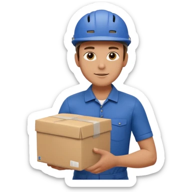 male delivery worker in a  cycling, holding a parcel sticker