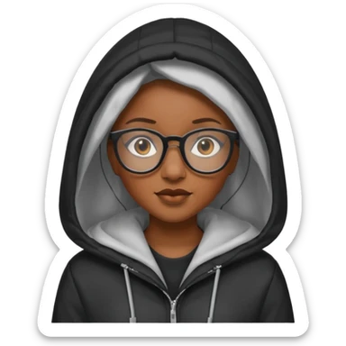 black woman in hooded jackets and glasses sticker