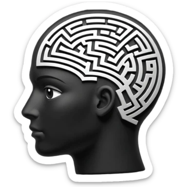 silhouette of a head with a maze inside sticker