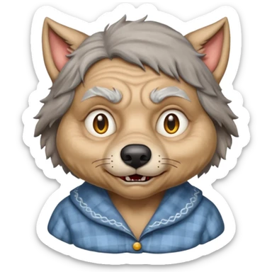 The big bad wolf is wearing Grandma's clothes, yet its face still looks like a wolf's. sticker