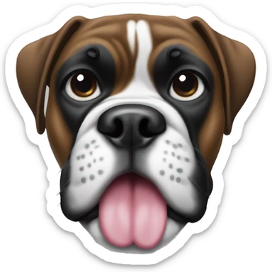 black and white boxer dog face with tongue sticking out sticker