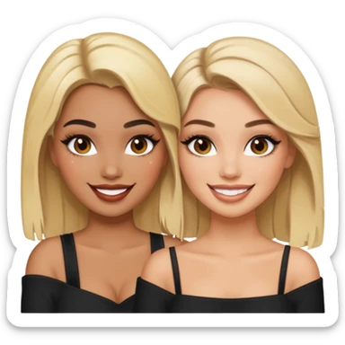 Boujy baddie best friends blonde and brunette, trendy heavy makeup sticker